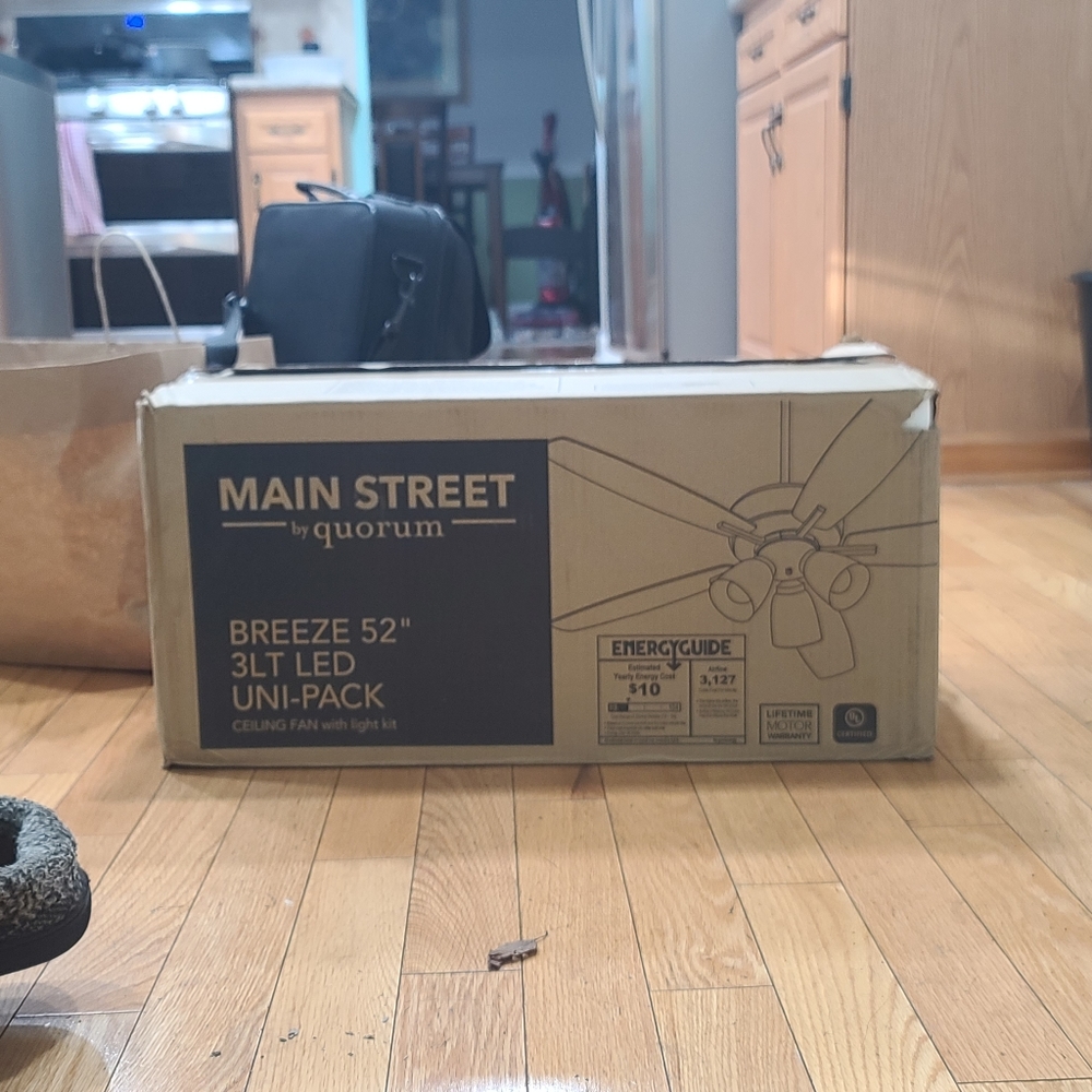 Main Street Quorum Breeze 52 inch 3LT LED Uni-Pack Ceiling Fan with Three-Light